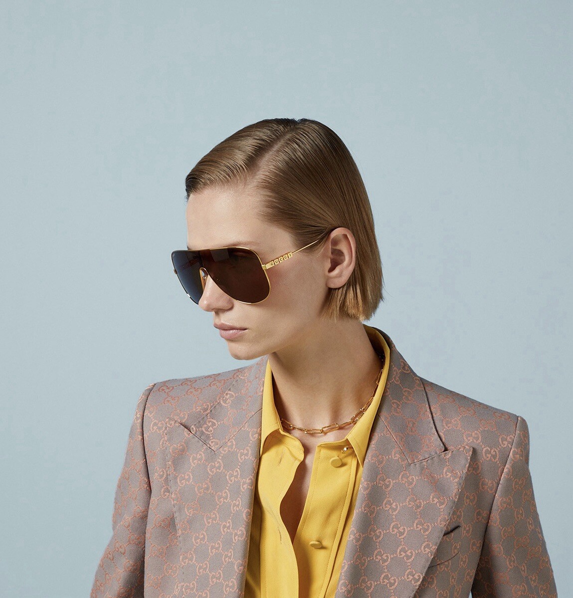 NEW GG1436S 002 GUCCI GOLD BROWN OVERSIZED WOMEN GUCCI NEW GG1436S 002 GUCCI GOLD BROWN OVERSIZED WOMEN GUCCI