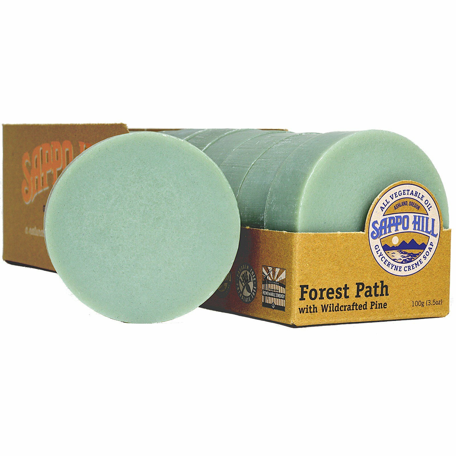 Sappo Hill, Glycerine Creme Soap, Forest Path Wildcrafted Pine, 12 Bars, 3.5 oz