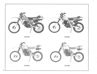 1980-1984 Honda XR500R XR250R Parts Manual Spares Catalog List
