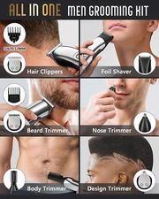 Ufree Beard Trimmer for Men, Waterproof Electric Razor Hair Trimmer, Cordless Ha
