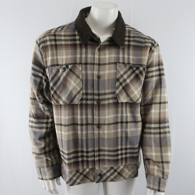 Scotch Soda Sherpa Lined Plaid Flannel Jacket Mens Size L Beige - Main Image