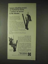 1972 Lyman Spartan and Spar-T Reloading Presses Ad