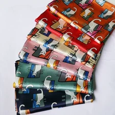 1 Yard Cartoon Cat Fabric Soft Scarf Pajamas Headband Material Lining Satin