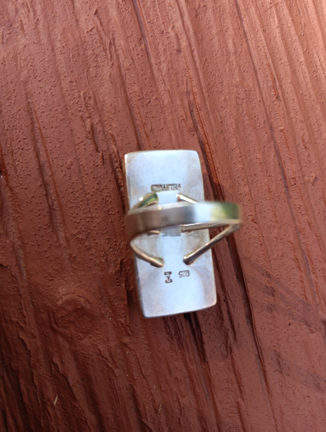 Turquoise Sterling Silver Rectangle Ring - image 3