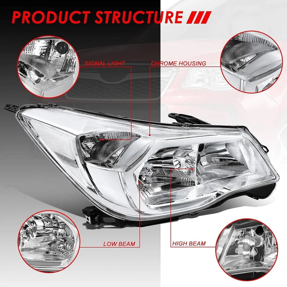 NEW PAIR HEADLIGHT HEAD LIGHT LAMP (HALOGEN) for SUBARU FORESTER S4 2013- 2016 - image 3 of 4