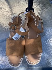 Women's Cognac Suede Light Brown Espadrille Wedge Universal Thread NWT No Box