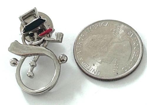 Christmas Winter Snowman Lapel Pin Brooch Top Hat Carrot Nose - Picture 3 of 3