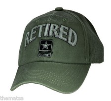 ARMY RETIRED 3-D STAR LOGO OD OLIVE MILITARY HAT CAP