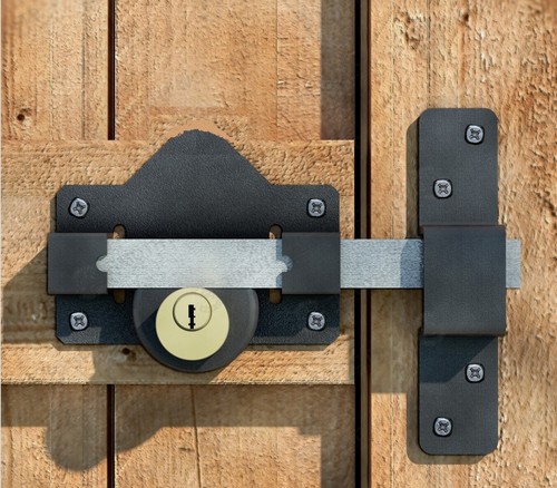 Cerradura de puerta garaje COBERTIZO DE SEGURIDAD Doble perno de tiro largo 70 mm 5 llaves y mango - Imagen 7 de 9