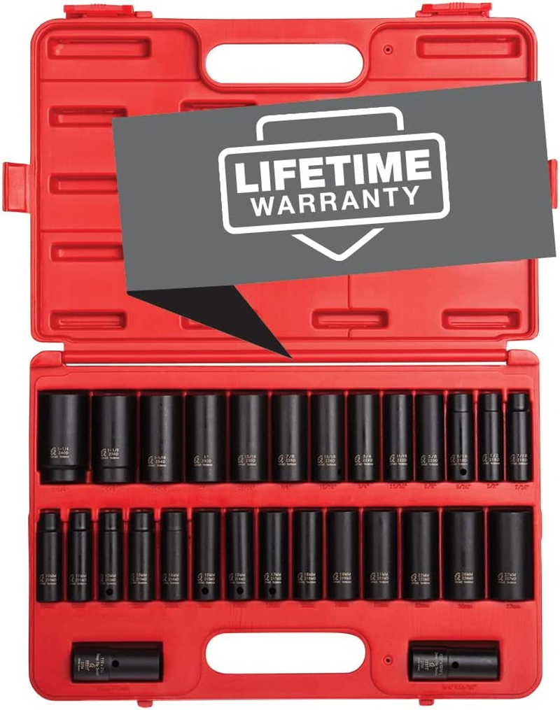 5153DD, 1/2 Inch Drive Master Impact Socket Set, Double Deep, 29-Piece, Sae/Metr