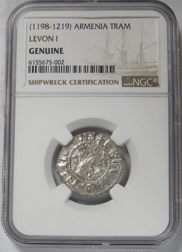 1198- 1219 SILVER CRUSADES CILICIAN ARMENIA TRAM HAMMERED COIN NGC GENUINE