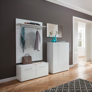 garderobe wandgarderobe flurgarderobe paneel spiegel schrank kommode weiß modern