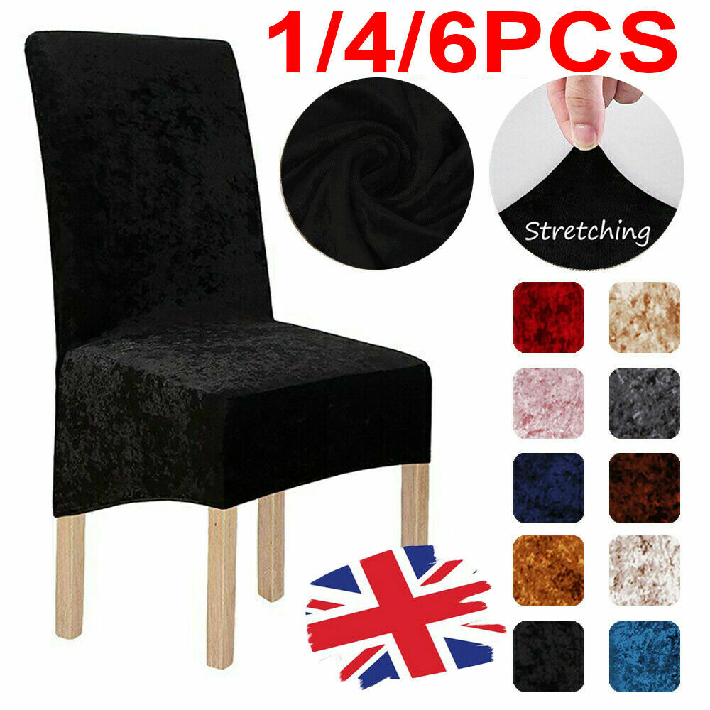 Crushed Velvet Dining Chair Covers Stretchable Protective Slipcover