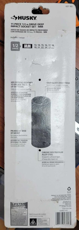 HUSKY 637 165 1/2"  11 PIECE DEEP METRIC IMPACT SOCKET SET - NEW! - Image 2 of 2