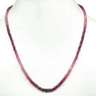 18 Inch Natural Ruby Necklace 3-4mm Shaded Faceted Cut Beads 925 Silver Clasp