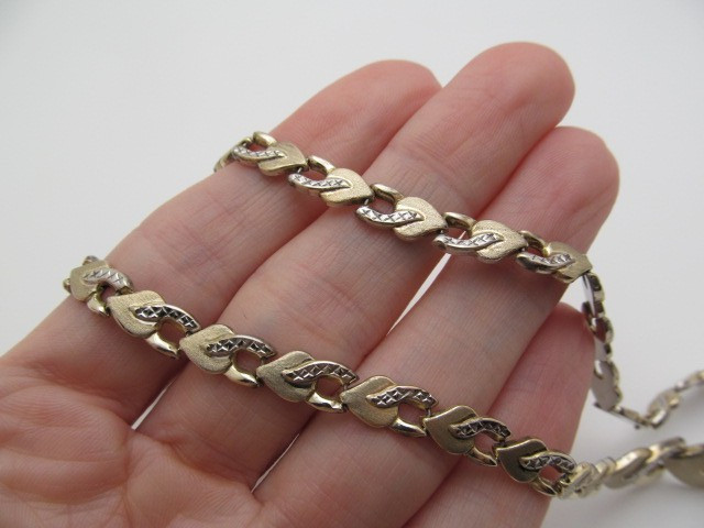 925 Sterling Silver 14K Yellow Gold Turkey XO Hugs & Kisses Linked Necklace