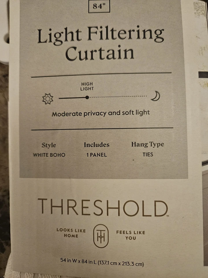 Panel de cortina de filtro de luz umbral blanco Farrah un panel 54" x 84" objetivo Foto 2 de 4