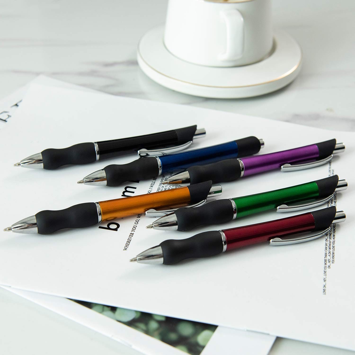 Retractable Ballpoint Pens Black Ink 1mm Medium Point Work Pen Smooth Writing...