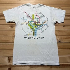 Vintage 80s Washington DC Metro Subway Map Graphic Souvenir T-Shirt USA - Medium