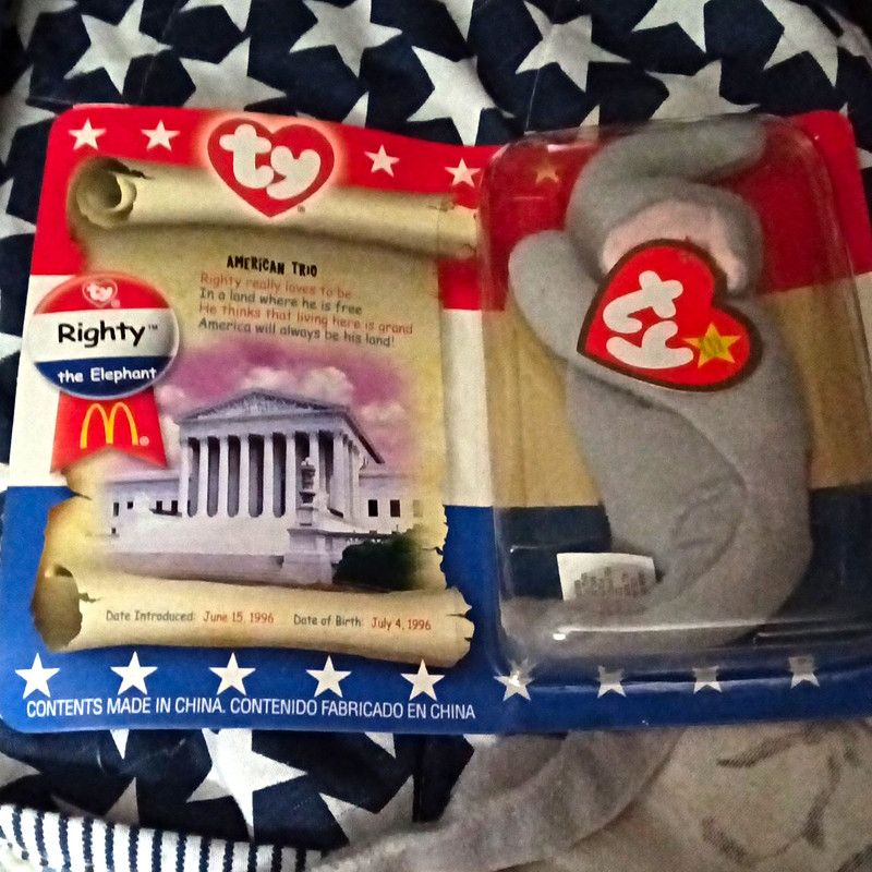 Ty McDonald’s Teenie Beanie Babies Righty the Elephant Plush 1996 Vintage