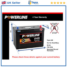 Battery fits CITROEN C4 AIRCROSS C3 C-ELYSEE C-CROSSER 2007 on 249 780A 80Ah New