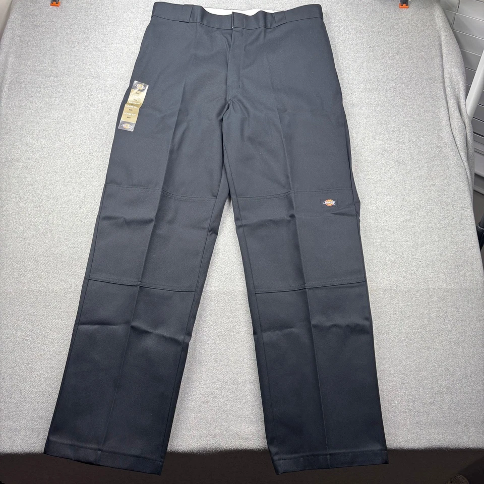NEW Dickies Double Knee Work Pants Mens 38x34 Black Loose Fit Straight Leg Twill - Image 3 of 4