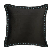 Charcoal Grey Throw Pillow Cover, 16"x16" Velvet Cushion-Charcoal Crystal Palace