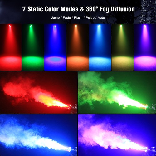 18 LED Smoke Fog Machine RGB 1000W MutiColor Party Wedding Stage Light w/Remote - Picture 5 of 14