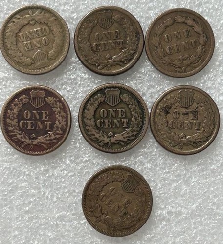 Indian Head Pennies 1859, 1860, 1861, 1862, 1863 Civil War Era Lot #2463 Penny - Picture 4 of 4