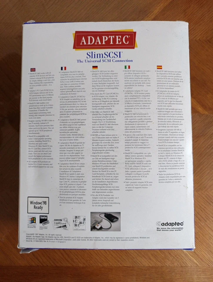 Adaptec SlimSCSI 1460 PCMCIA SCSI in Box - Très Rare - Bild 2 von 4