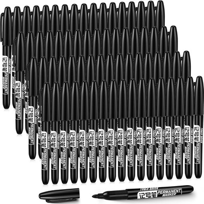 Thenshop 100 Pack Permanent Markers Bulk Black 1 Count (Pack of 100), black 