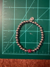 T. Jazelle Silver Bracelet with Red Accent Bead