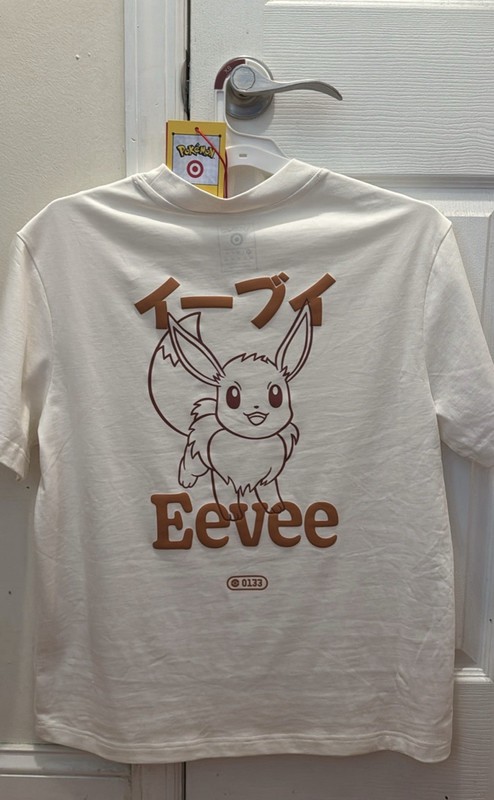 Pokémon Eevee Graphic Print Short Sleeve Crewneck T-Shirt, White, Size XS