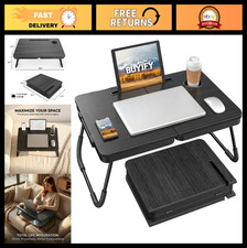 Foldable Laptop Bed Desk Tray Table with Cup Holder  Tablet Slot - Portable Lap