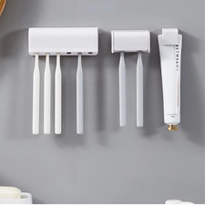 No-Drill Bathroom Organizer Set   Toothbrush  Toothpaste Wall Holders