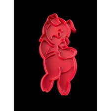 Tupperware 1970s Red Plastic Cookie Cutter USA Porky Pig Figure