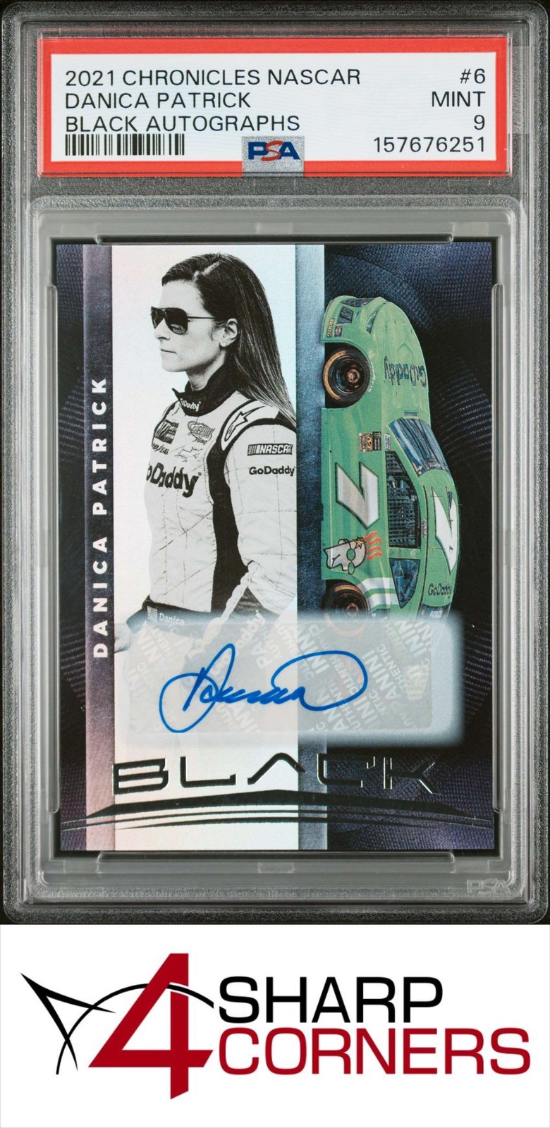2021 PANINI CHRONICLES NASCAR BLACK AUTOGRAPHS #6 DANICA PATRICK POP 1 PSA 9 view 1