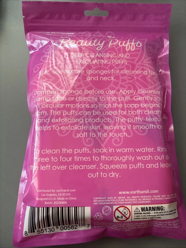 1-Pack Beauty Puffs Deep Cleansing Puffs & Exfoliating Puffs by Earth & i 1-Pk=4 Foto 2 de 2