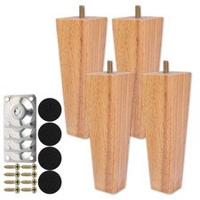 4pcs Wooden Furniture Feet 15cm 6 inch Square Tapered Stools Bed Sofa Chair Legs
