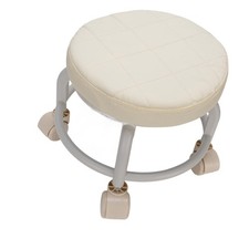 Low Stool With Caster Wheels For Office Home Garage Beige
