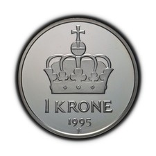 NORWAY. 1995, 1 Krone - Harald V, Norwegian Royal Heraldic Crown Proof RARE