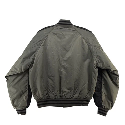 Alpha Industries Mens Medium Sage Green Black Bomber Varsity Jacket Quilted image 2