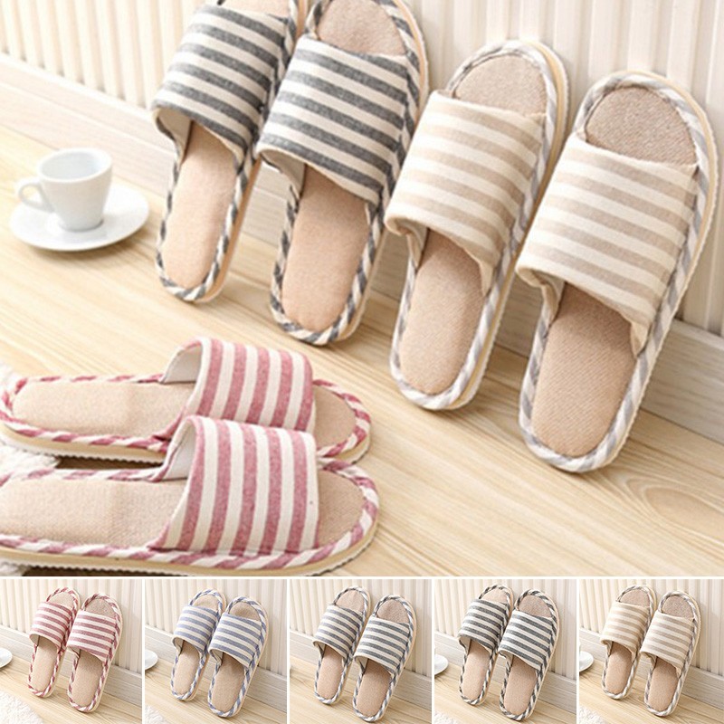 APL Scarpe di coppia antiscivolo autunno lino cotone righe da interno