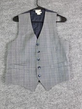 Vintage Profile Vest Womens One Size Fits Most Button Front 90s Blue Gray Plaid