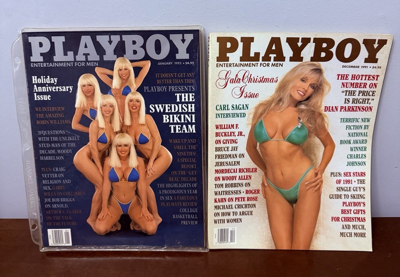 Vintage Lot of 2 Playboy Magazine Dec 1991 & January 1992