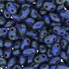 MiniDuo Beads Two Hole Seed Beads 4mm x 2mm Blue Picasso 8GM Tube