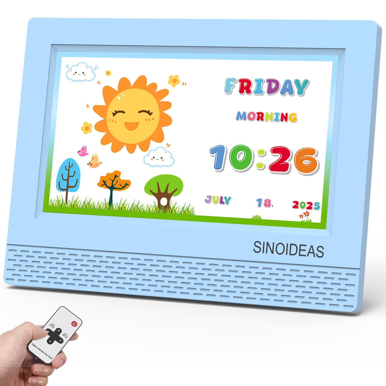 SINOIDEAS 7-Inch Kids' Digital Alarm Clock,Children's Sleep Trainer with Remote