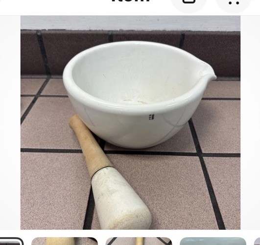 Antique Coors USA  porcelain mortar & pestle lab crucible 12” mixing bowl