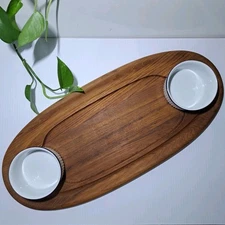 VTG Dansk Teak Wood Cheese Charcuterie Snack Board Jens Quistgaard Hostess Tray