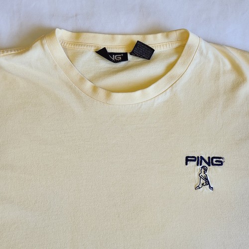 Vintage Ping Collection Golfing Yellow LG Crew Neck Embroidered Logo T-Shirt Tee